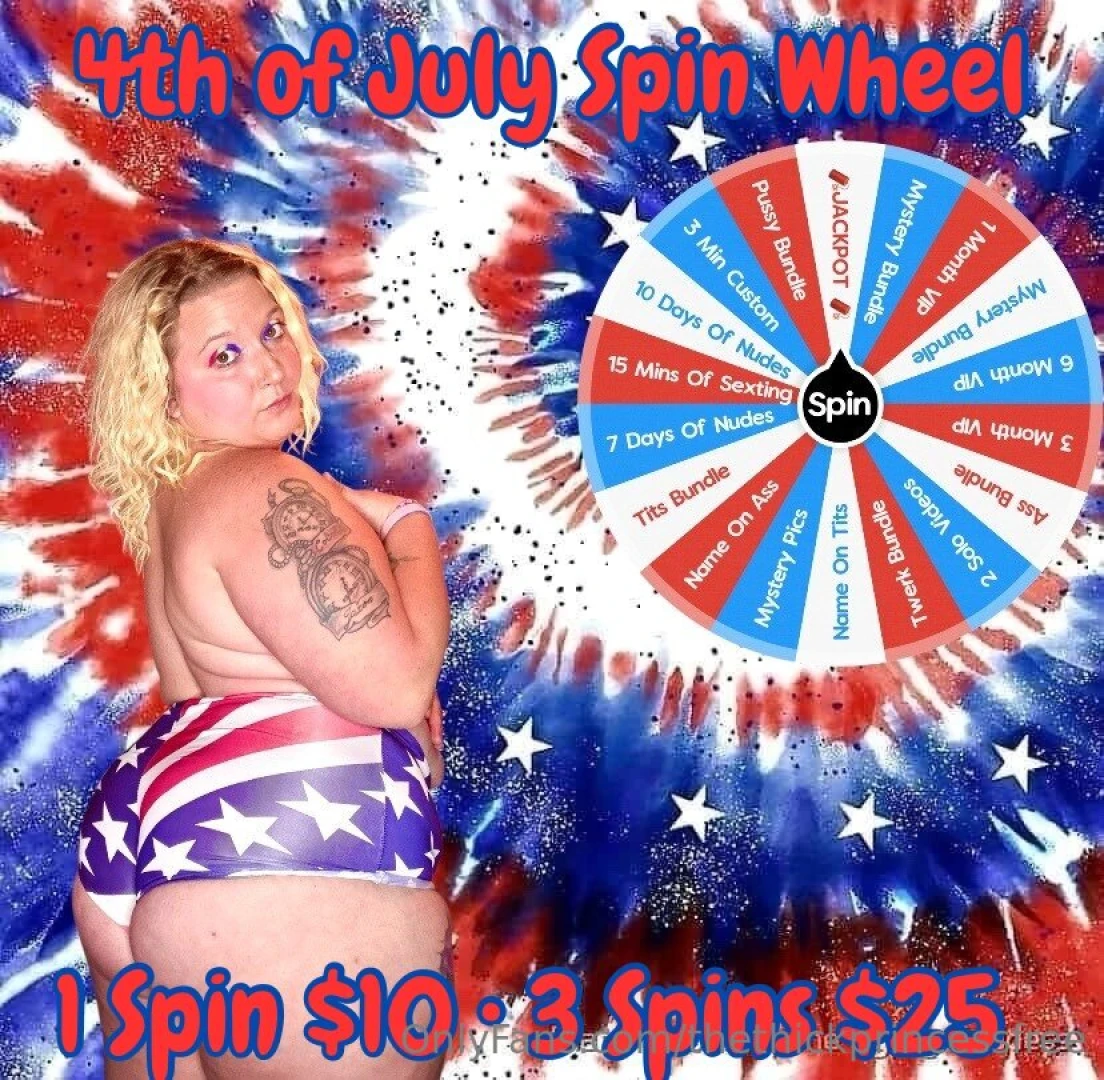 Fourth of july spin wheel tip 10 for one spin or 25 for three spins 