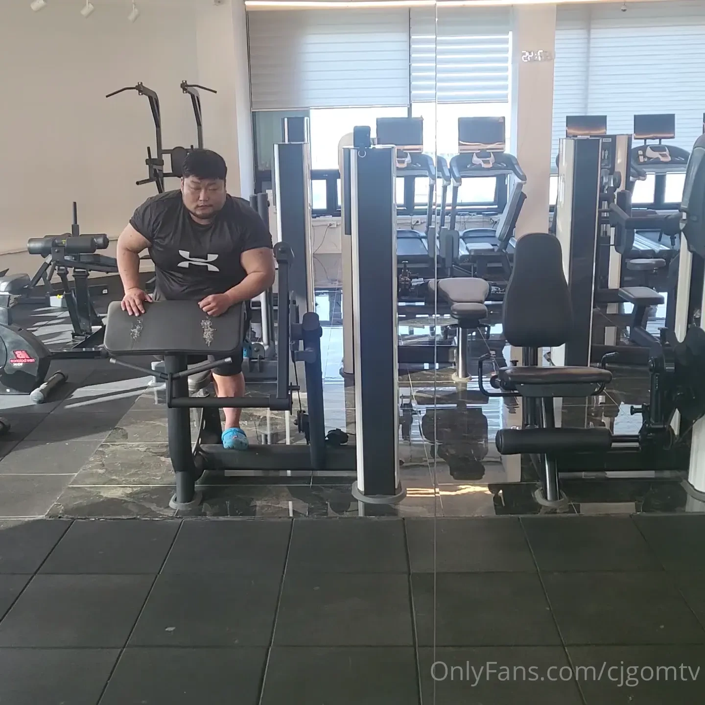 Arm curl and flexing korean bear 