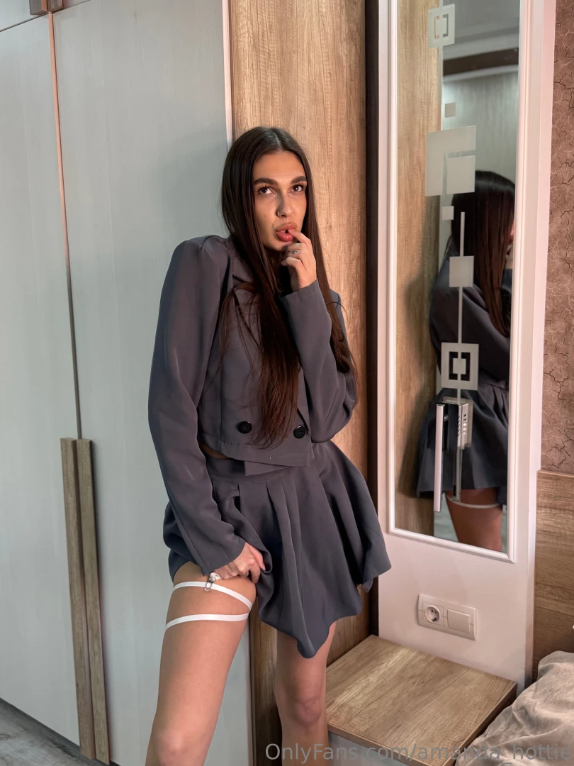 Jacket skirt and little flirty piece of white garters 