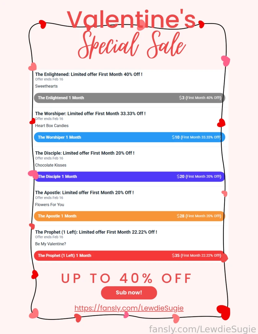 I m doing up to 40 off some of my sub tiers please note there is only 