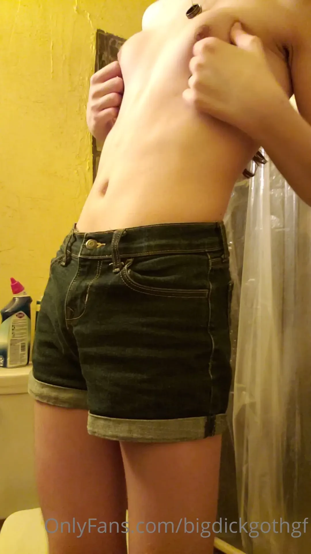 Shower is loud posing before i shower in my booty shorts 