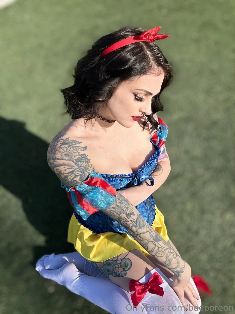 A sexy snow white cosplay lewd semi nude 