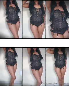 Black corset with suspenders