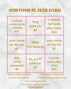 Please read - customs player card hi babes wanna have some special fun