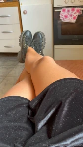 I love when my skirt matches my boots i love black