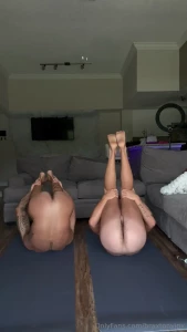 Hot naked yoga straight into a jerk and cum is being sent out tn part 1