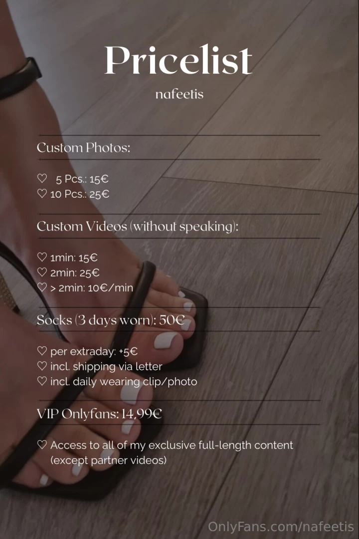 Let me fulfill all of your feet fantasies here is a list of what my 