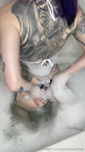 Bubble fun in my tiny bikini