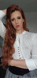 And another office look with wet blouse nipples redhead seethrough wet
