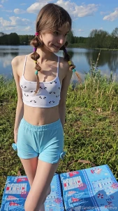 Relax 18 public beach petite tiny skinny young teen cameltoe ponitails