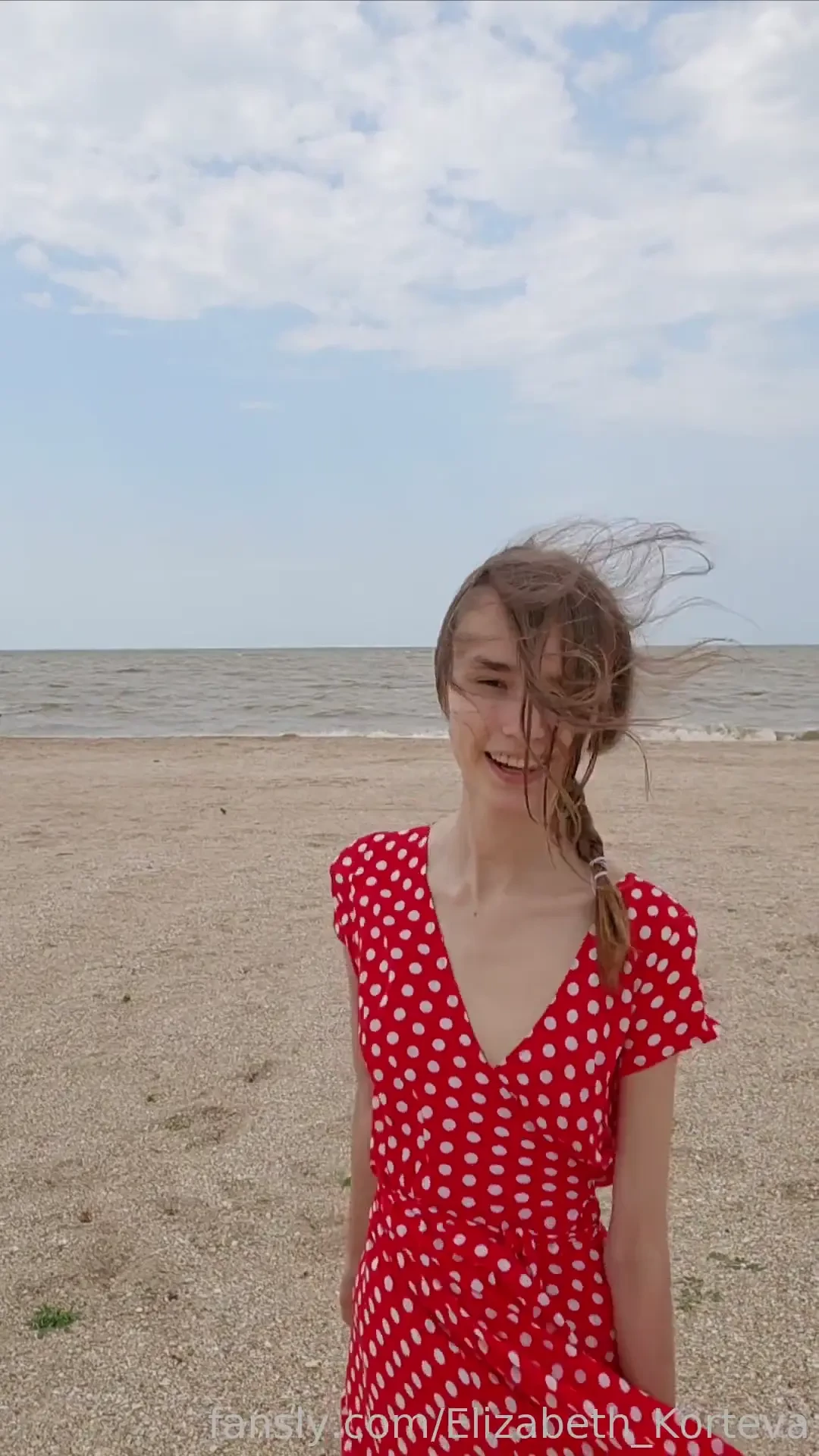 Sea beach assol girl red dress 