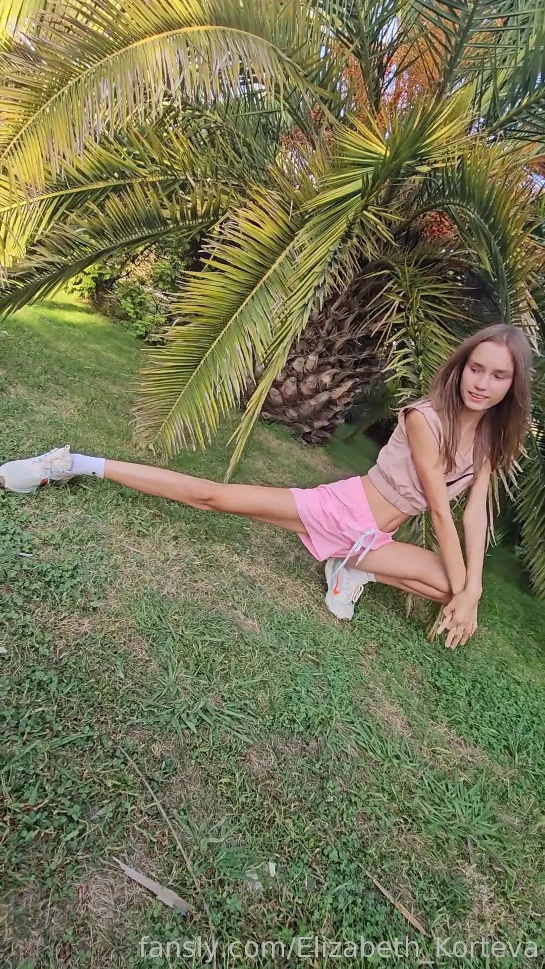 Stretching on the street stretching sport outside panties cute beauty 