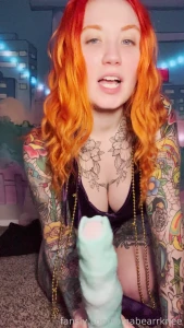 Watch as she uses her fav big blue dildo and vibrator making her