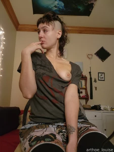 Just one boob for titty tuesday boob shorthair selfie boi shavedhead