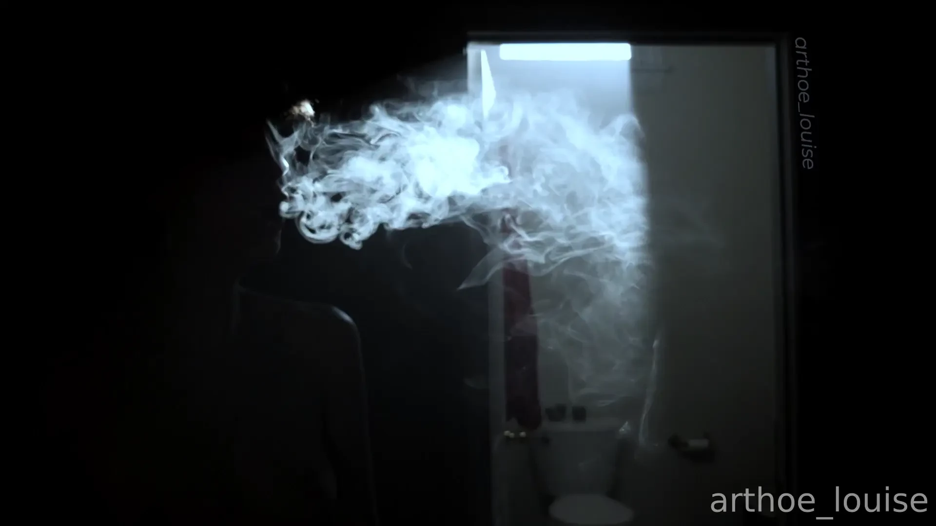 Smokeshow in the doorway light smoking 420 nude tease following 