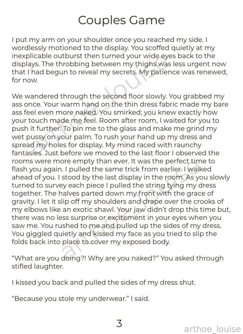 Couples game -a short erotic story featuring public flashing sex and part 7 