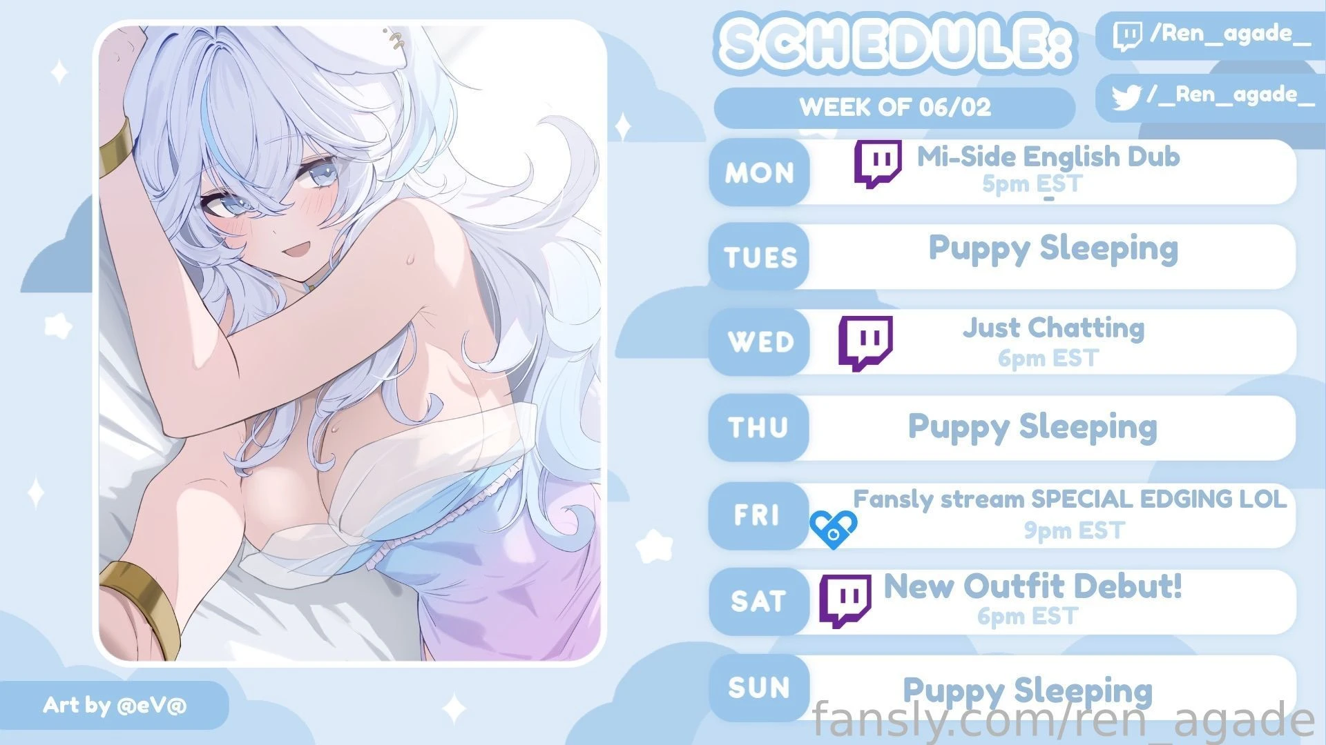 Stream schedule for this week we are having a special edging stream on 