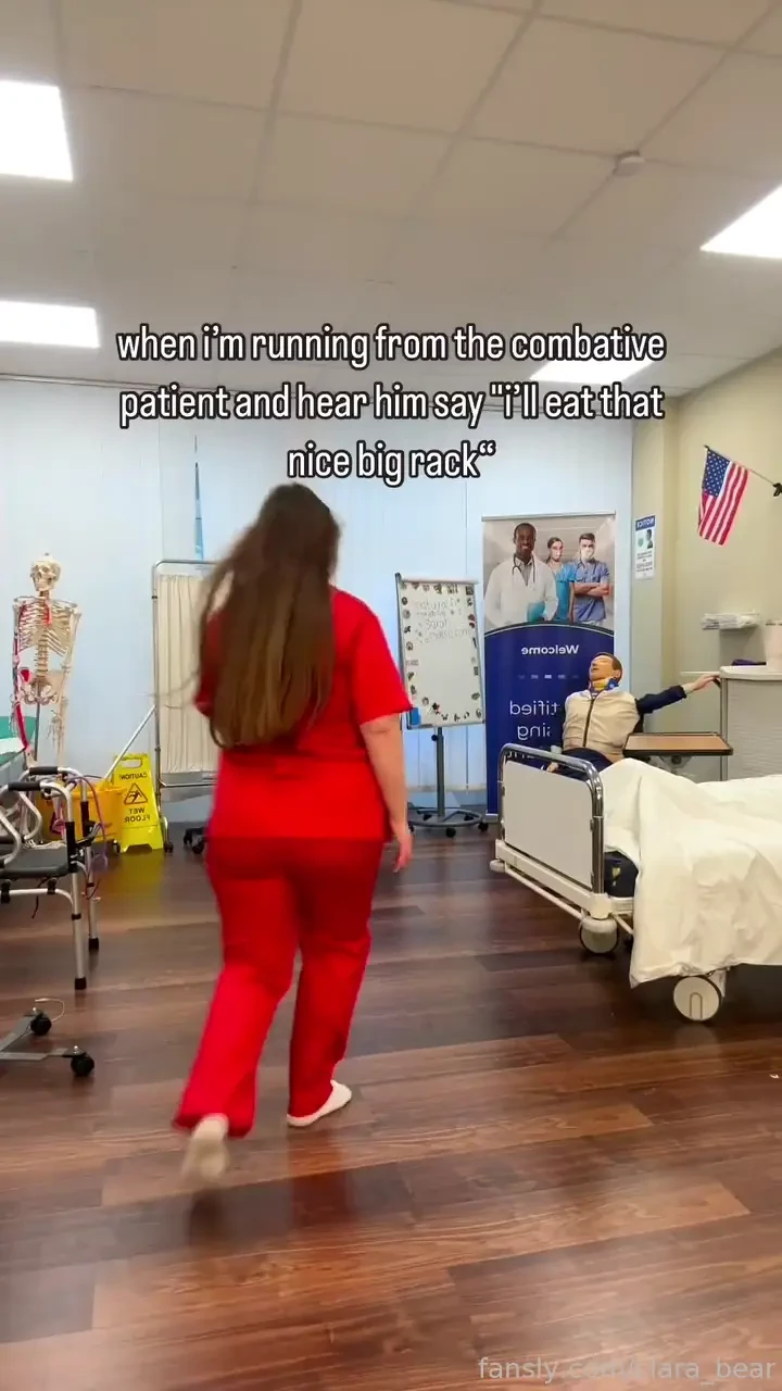 Nurse hospital chubby brunette shock trend 