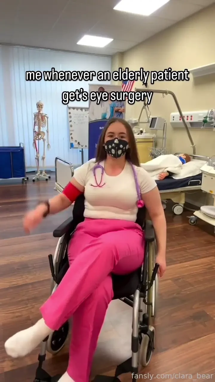 I think they like me for it brunette hospital patient gown nurse mask 