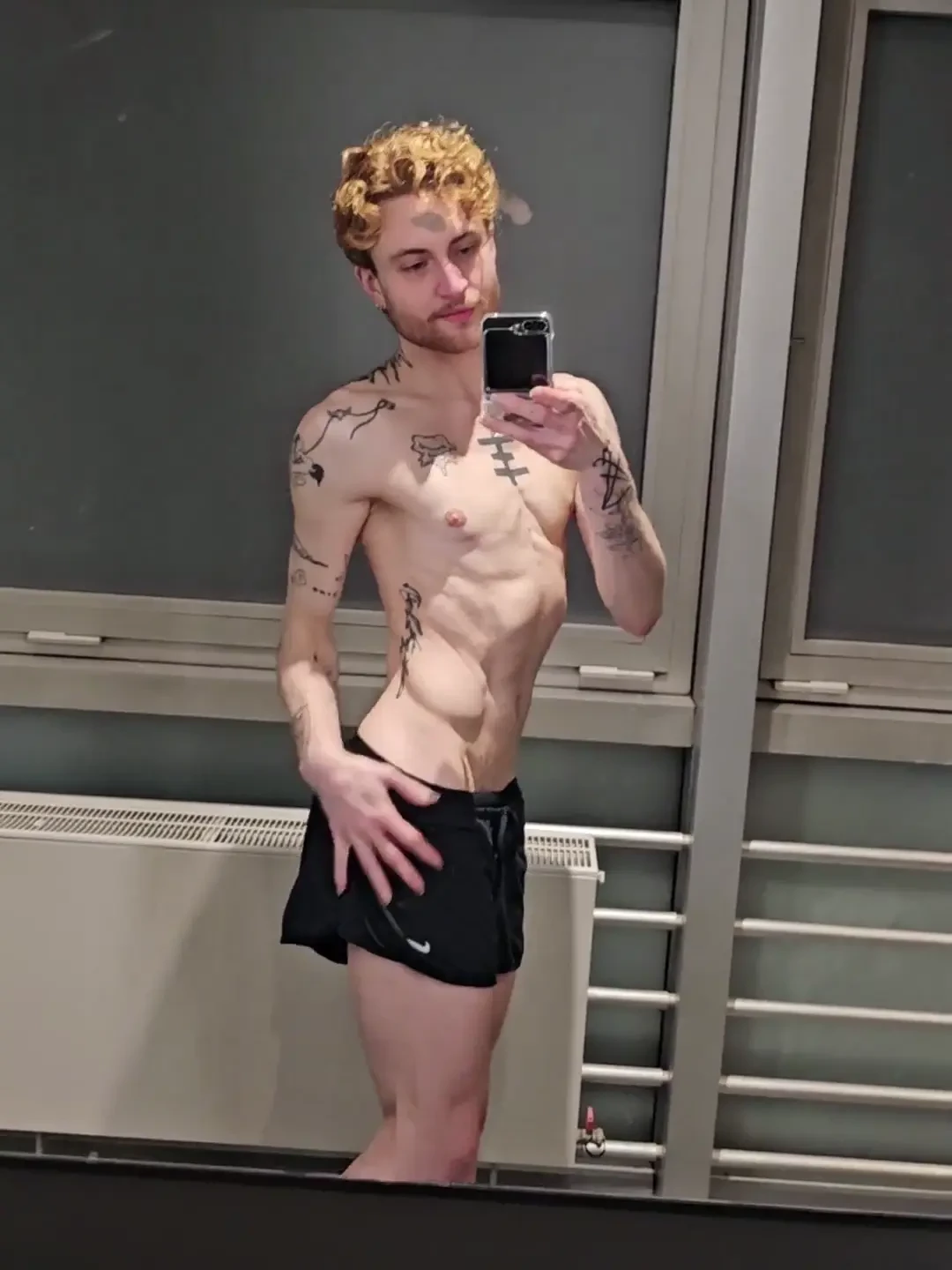 Almost alone in the locker room twink abs ftm transman tboy gayboy 