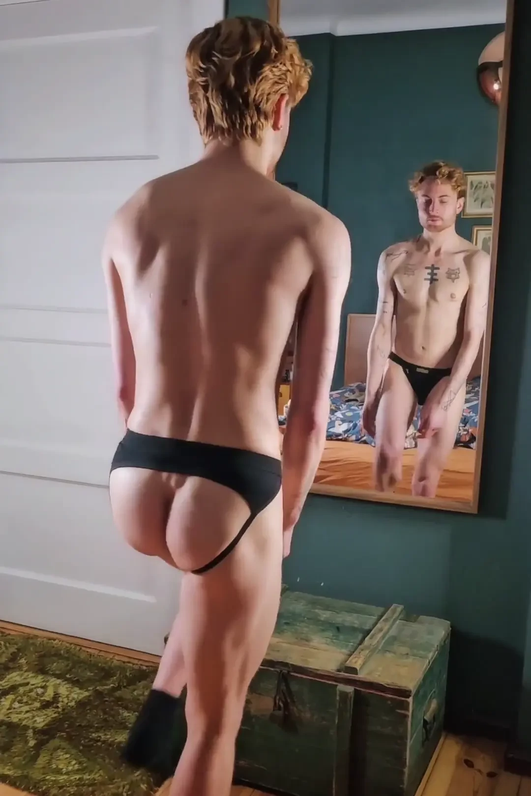 Lean gay abs bubblebutt twink transtwink ftm transguy jockstrap 