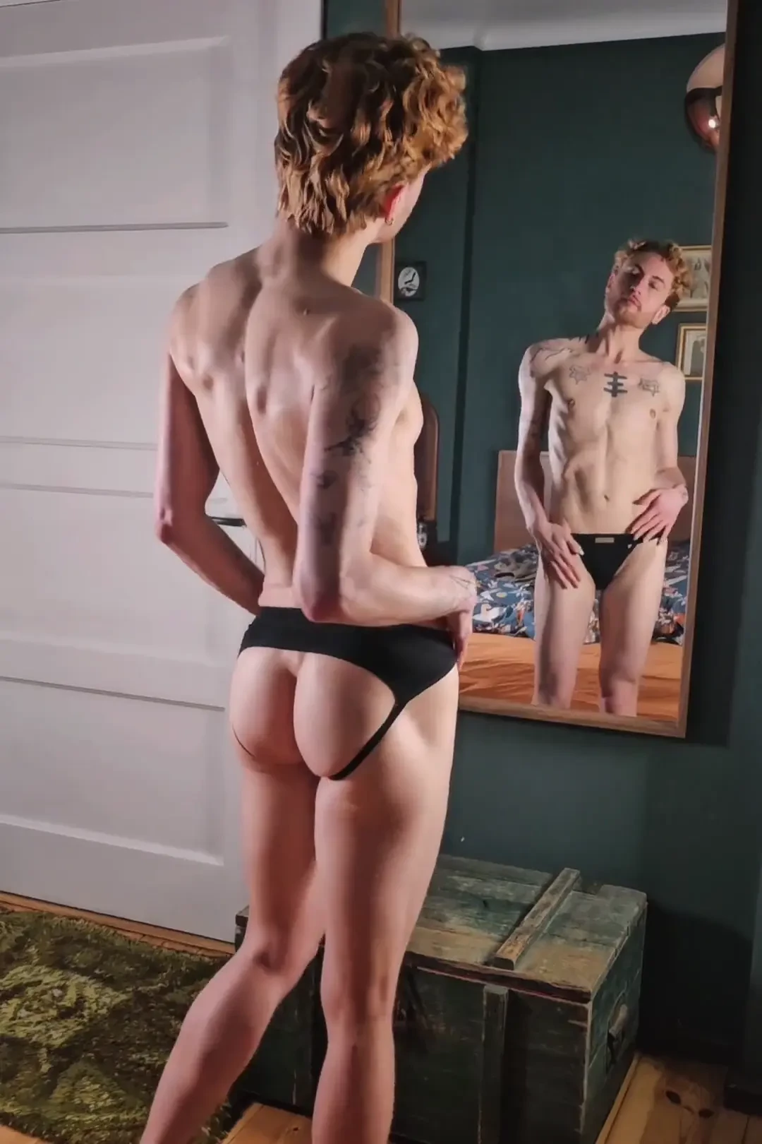 Lean gay abs bubblebutt twink transtwink ftm transguy jockstrap part 1 