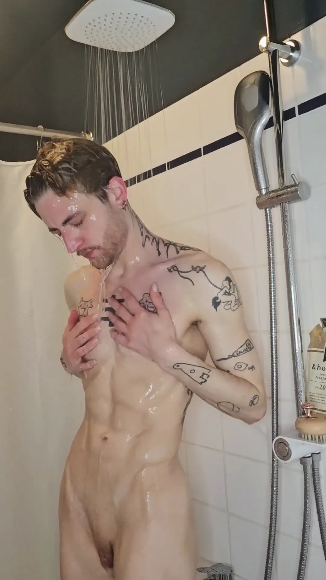 Slippery when wet transman gayboy abs ftm transmasc beard skinny twink 