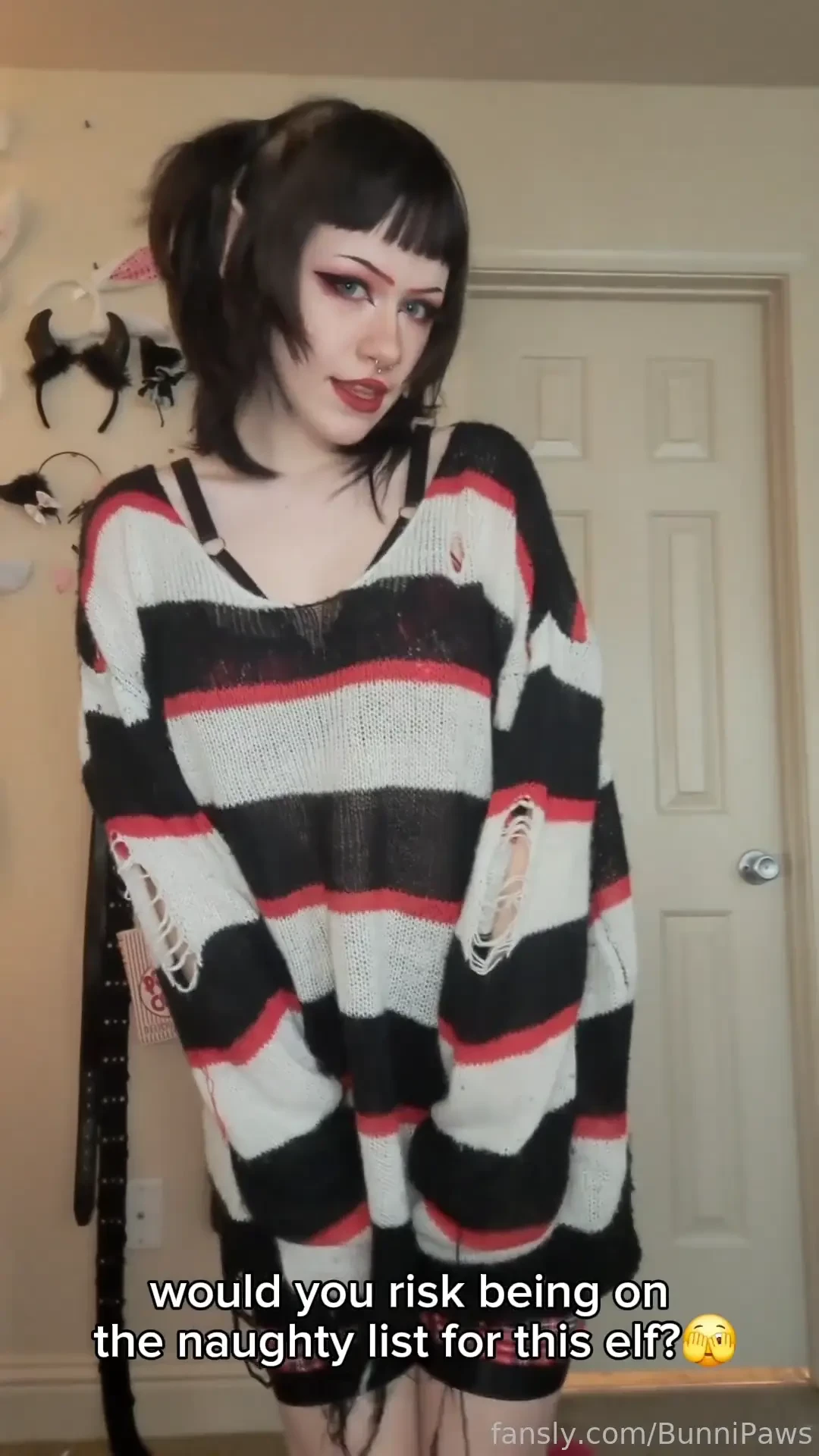 Would you risk being put on the naughty list to play with me goth emo 