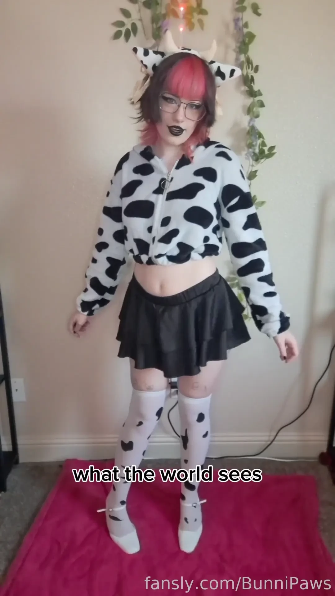 I love to show off for you all petplay hucow cowprint cowcostume goth 