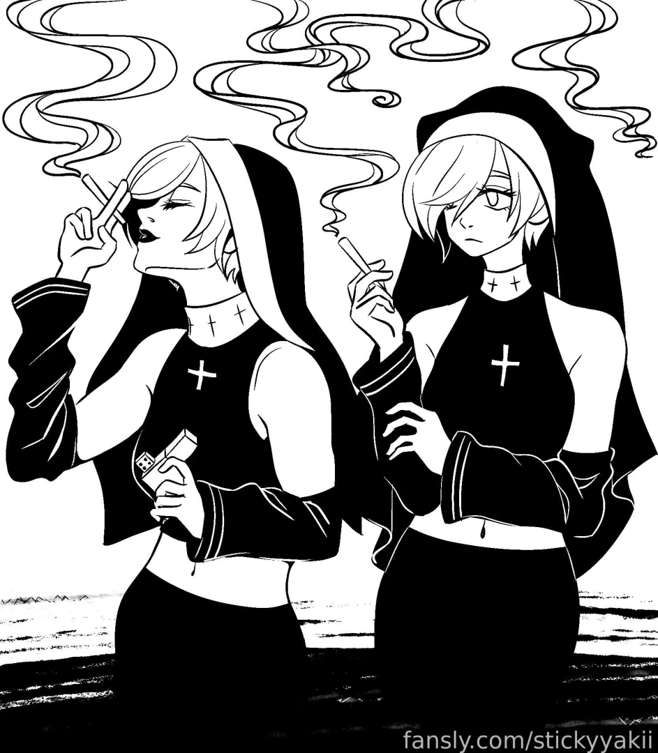 Vtuber lewdtuber art tomboy nun anime hentai fyp 