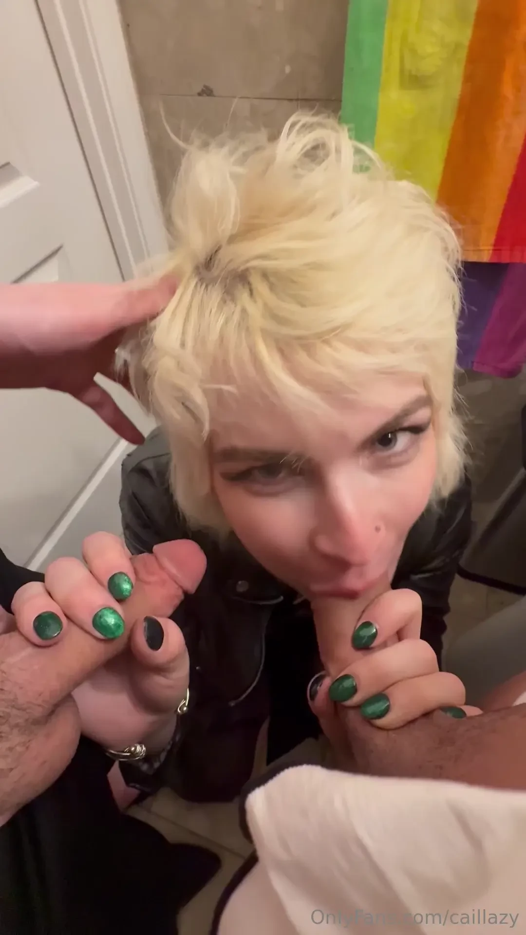 Got to treat this cute little succubus to two cocks what a lucky doll 