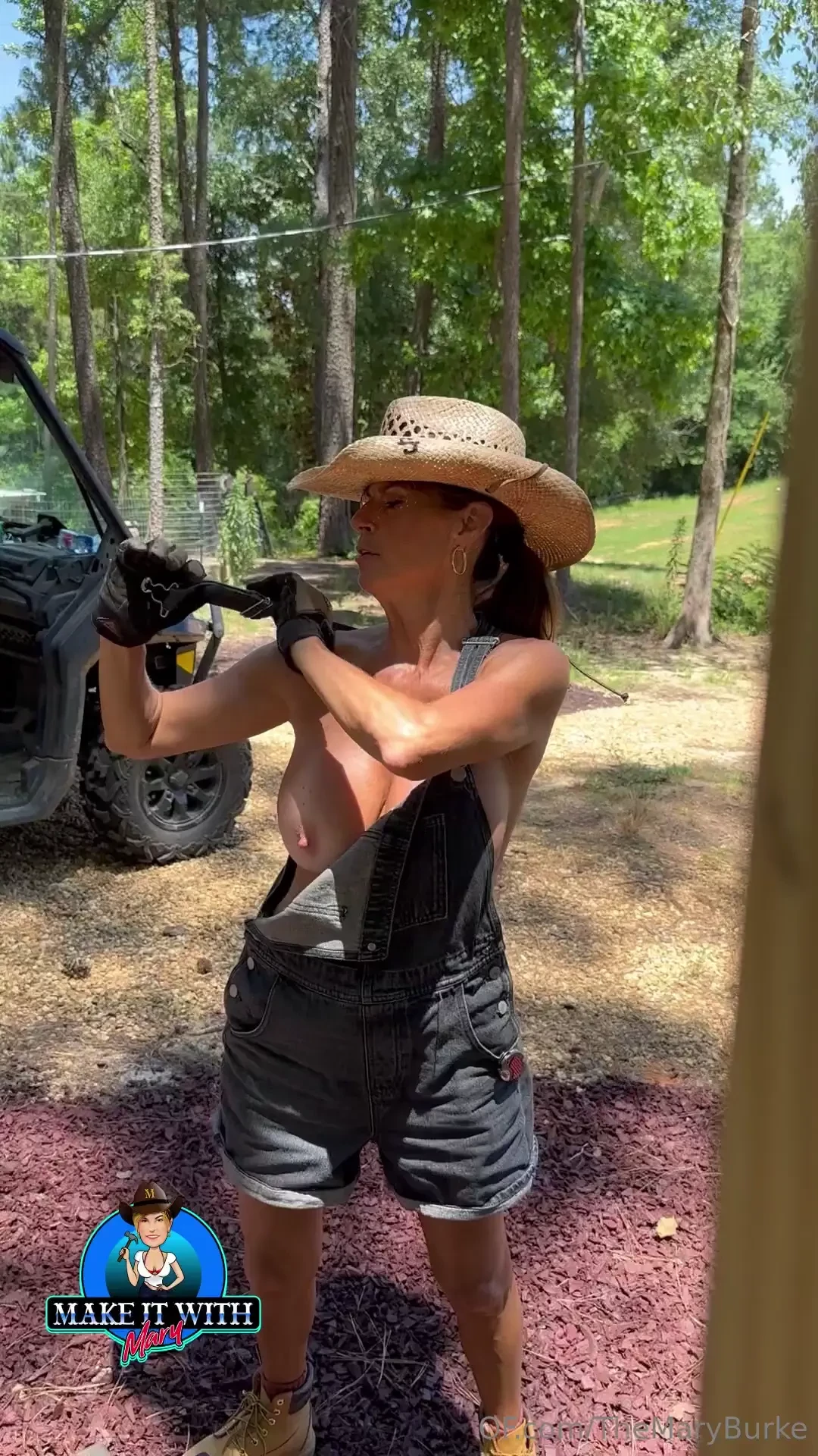 Hot working outside had to take my bikini top off 