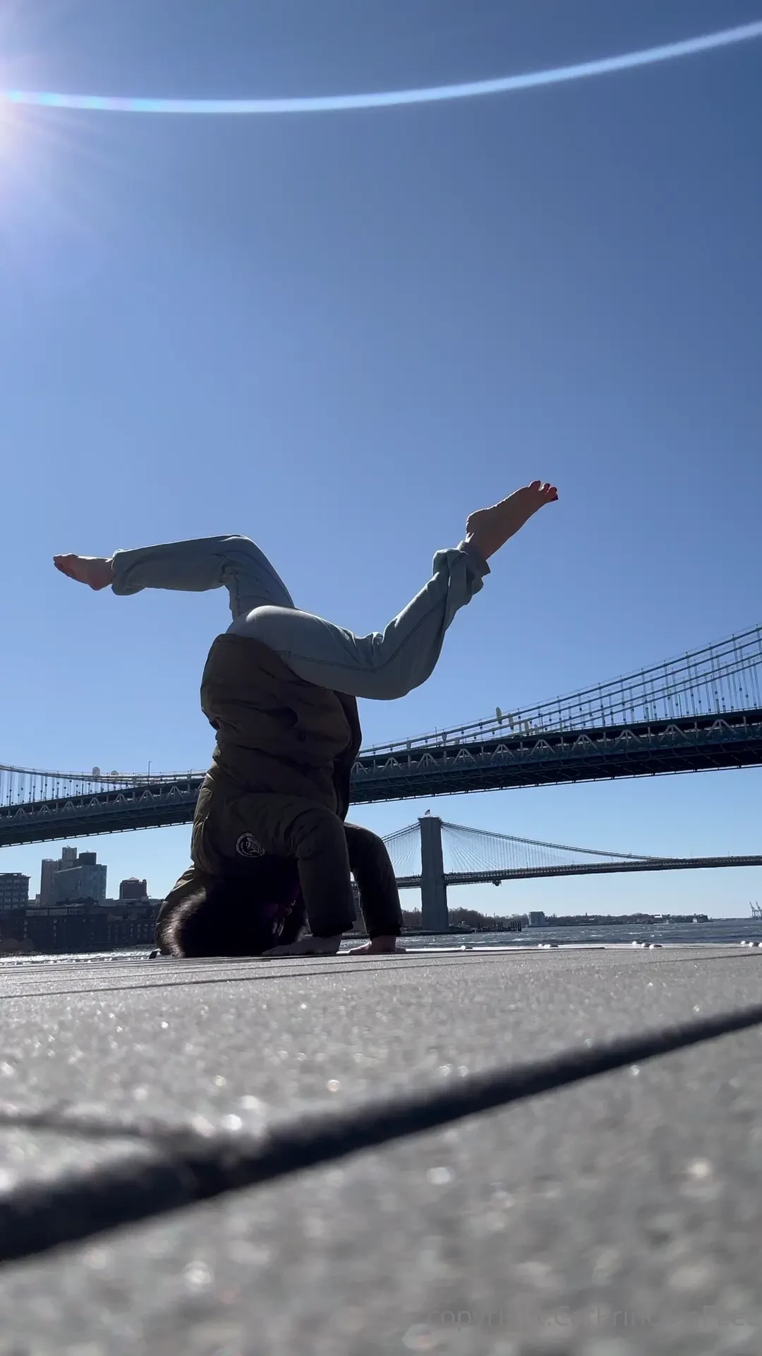 Barefoot headstand in nyc yess its me 