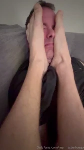 Covering this boys face from head to chin he doesn t have a choice he