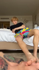 Smooth soles make you so weak my sub can t help but lick em first i