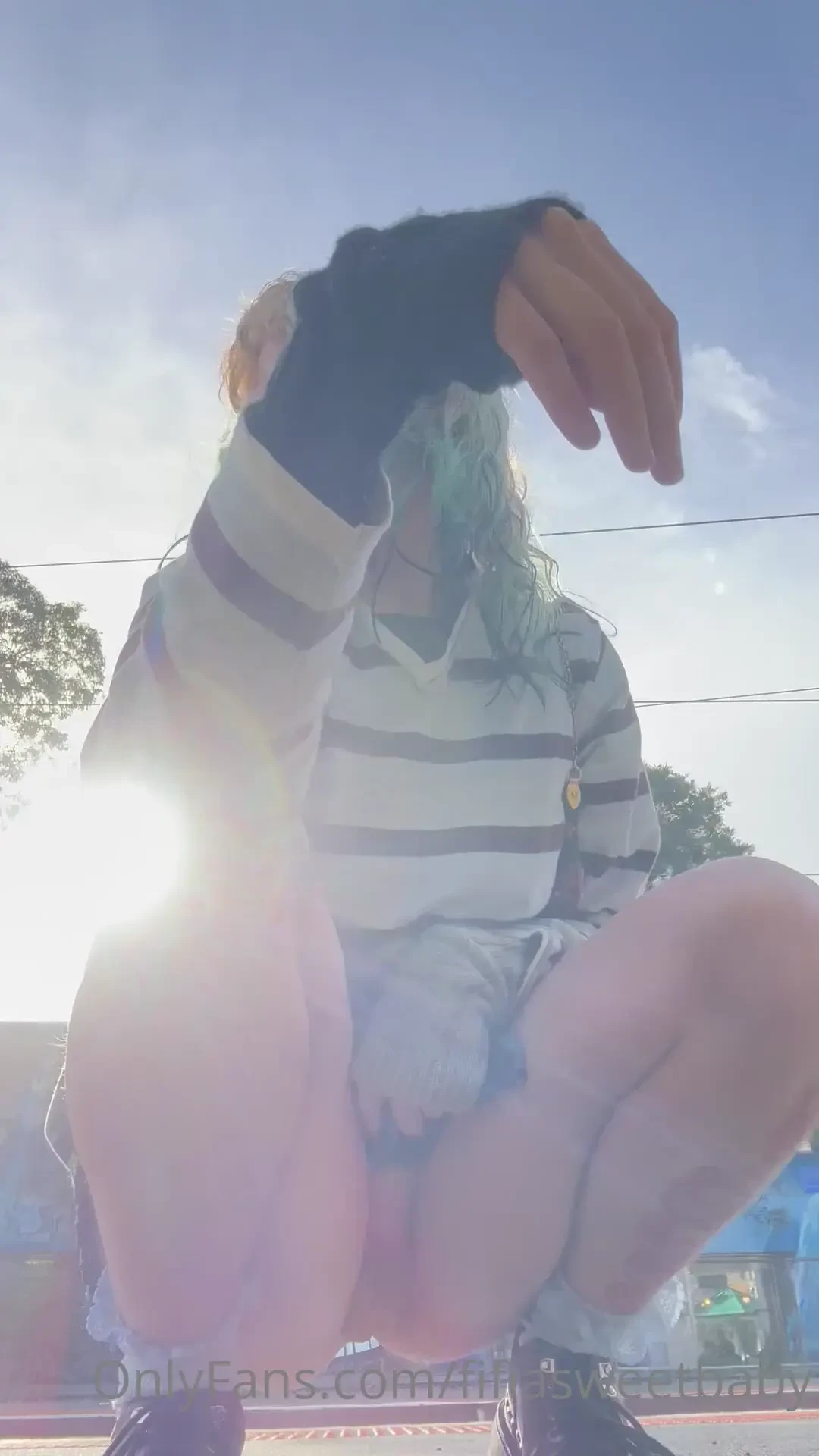 Patting pussy at the train station 