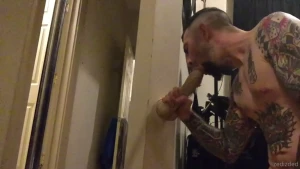 Just the tip zaddy struggles with monster dildo doggystyle
