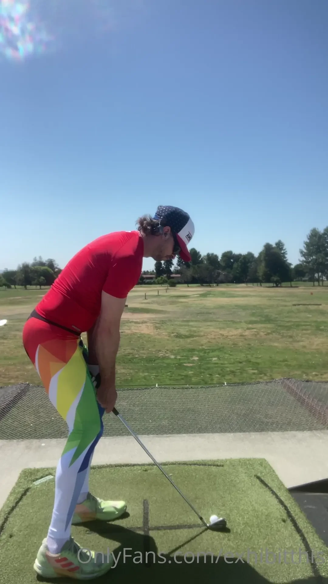 New golf technique at the driving range in my new meggings pride month 