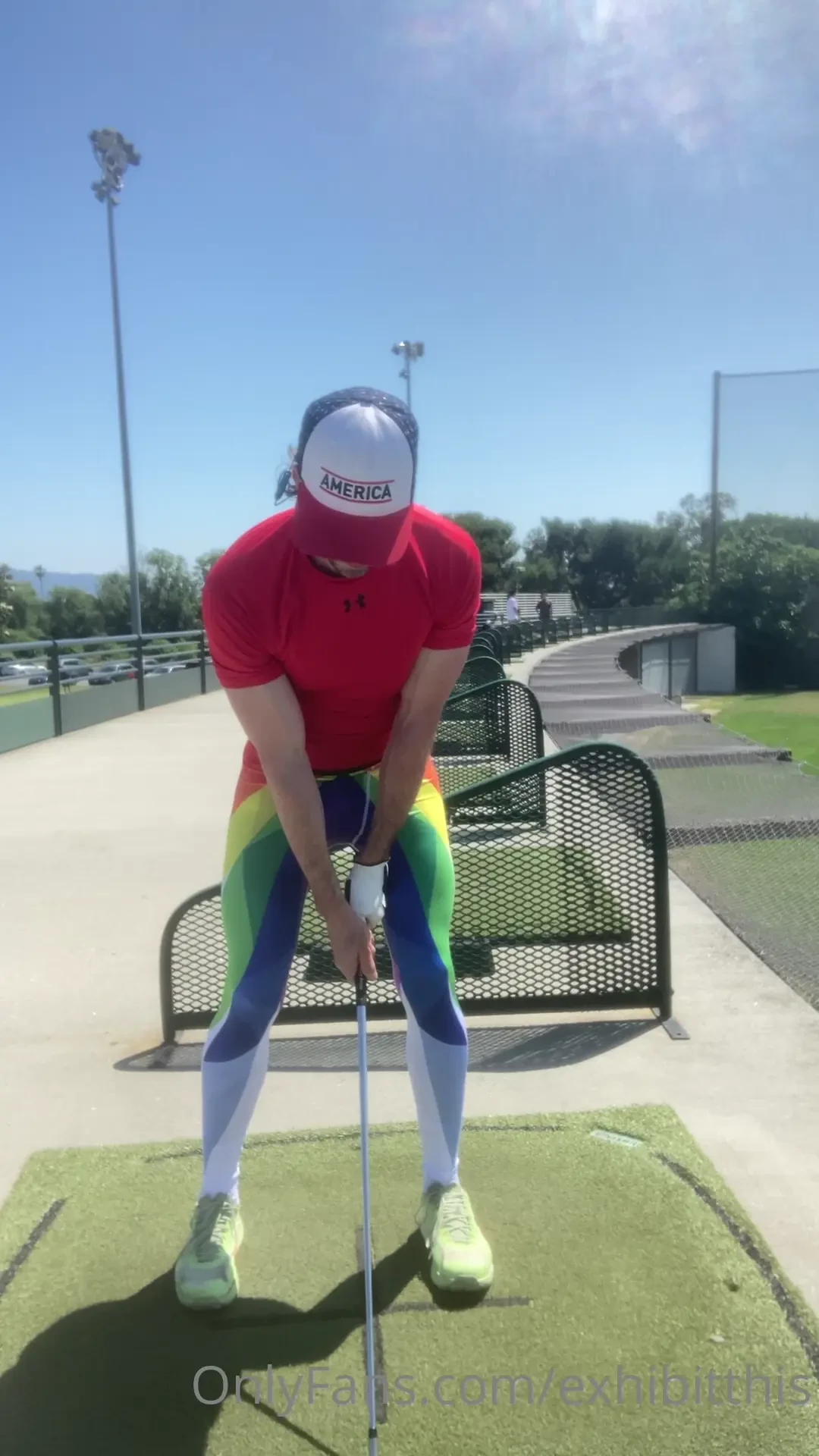 New golf technique at the driving range in my new meggings pride month part 1 