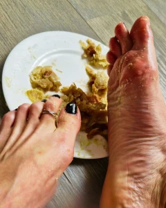 Bon appetit a delicious apple-leaf pastry with powdered sugar and