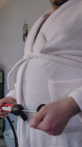 Swelling in a robe and thong