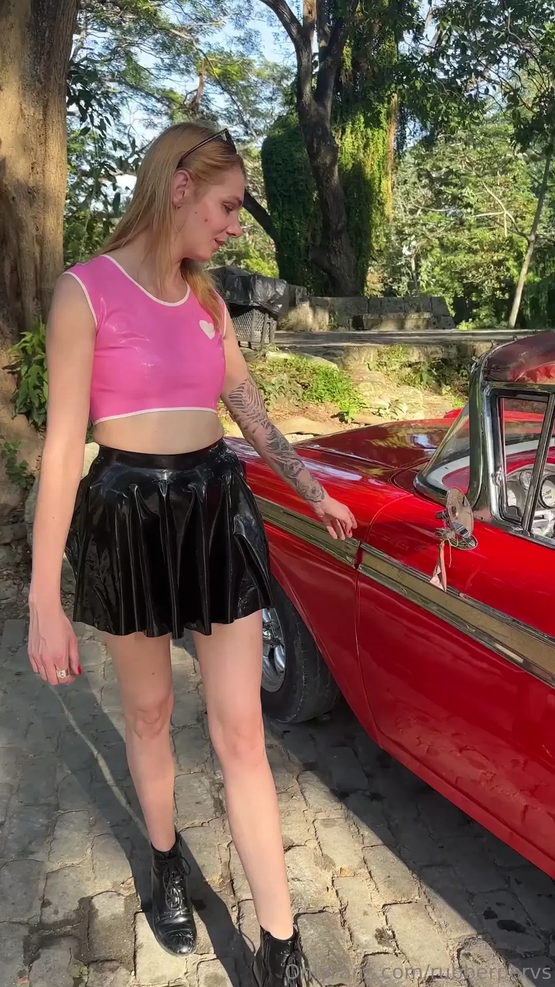 Pink latex and pink car 