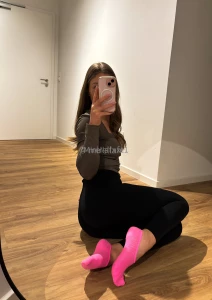 Feet pink socks and