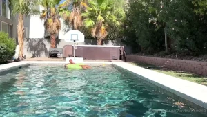 Nude in my pool relaxing enjoy like and comment for more like this