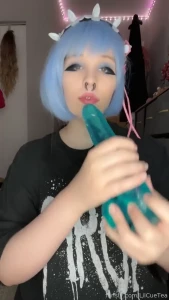 Rem sucks on a thicc 8 incher hugedildo dildo giantdildo bigdildo