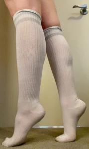 Soft socks bare thighs and not much else