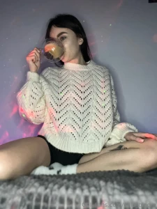Just me a cozy sweater and a warm cup but i know what s missing coffee