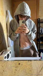 My shirt got wet again in the shower looks like it s a no shirt day
