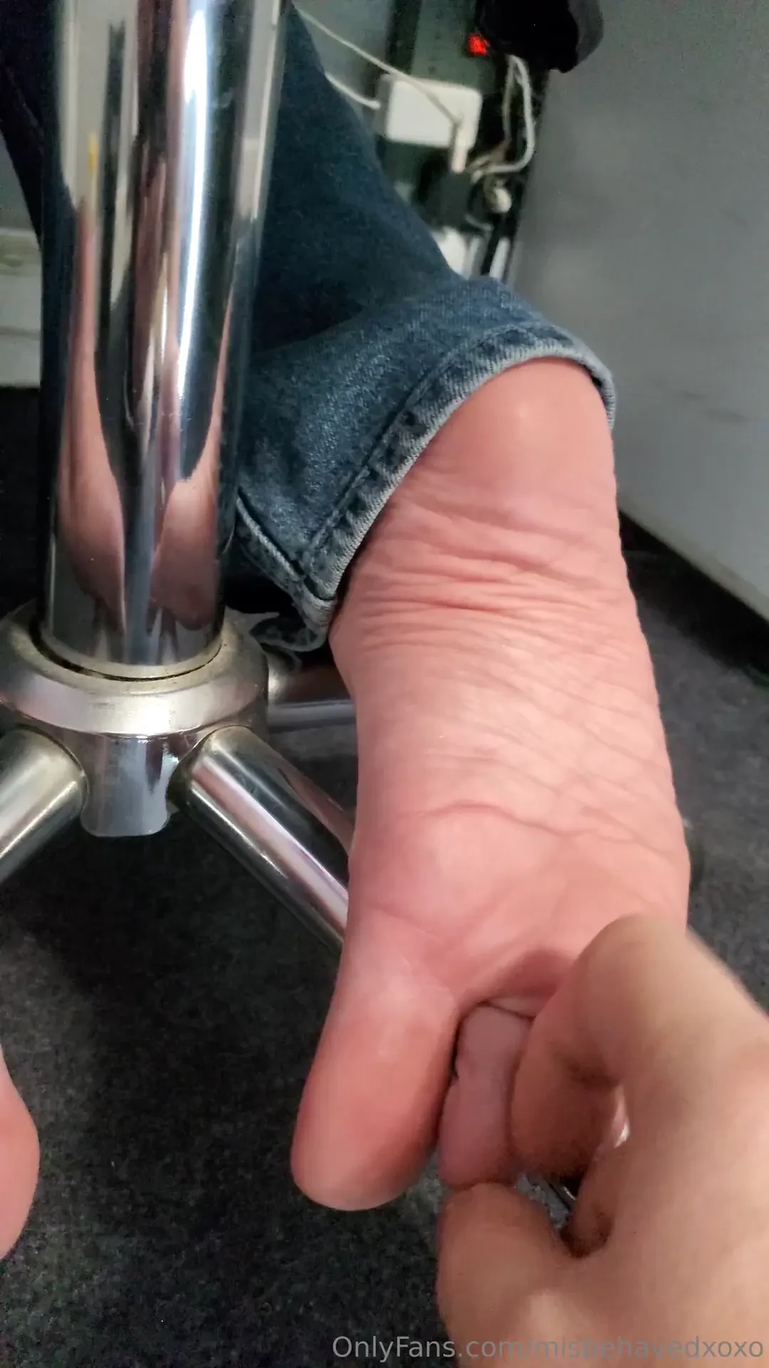 Trying to get work done but you keep tickling my feet from under my 