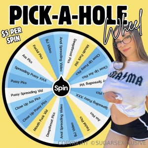 Pick-a-hole wheel think you re lucky baby spin my wheel for just 5 and